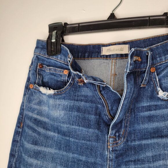 Madewell Slim High-Rise Boyjean Blue Boyfriend Jeans Distressed 26 Medium - Picture 4 of 7
